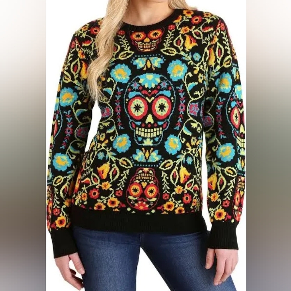 Sugar Skull Halloween Sweater for Adults